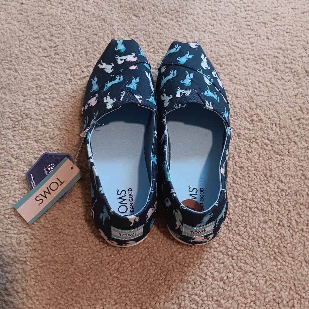 Toms Dark Indigo Watercolor Unicorn Alparagata. 8 NWT - Picture 2 of 5